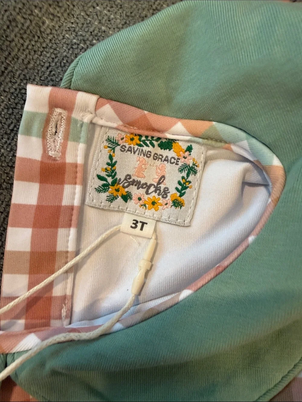 Classic Plaid Smocked Baby One-Piece with Green Collar